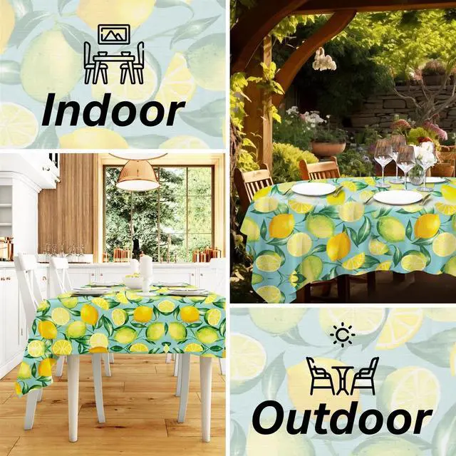 Alt view image 4 of 7 - Elrene Home Fashions Lemon Grove Waterproof Stain Resistant Tablecloth, Oblong (Rectangle), 60" x 102"