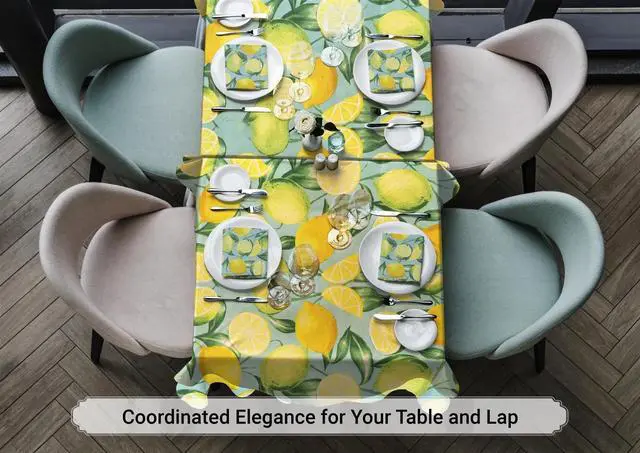 Alt view image 3 of 7 - Elrene Home Fashions Lemon Grove Waterproof Stain Resistant Tablecloth, Round w/ Umbrella hole, 70"x70"