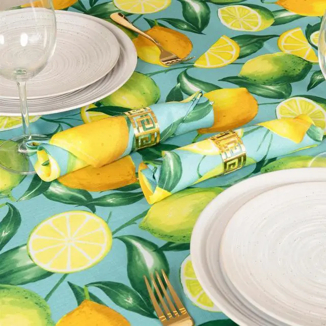 Alt view image 6 of 7 - Elrene Home Fashions Lemon Grove Waterproof Stain Resistant Tablecloth, Square, 52" x 52"
