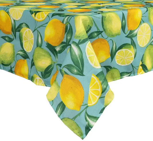 Alt view image 5 of 7 - Elrene Home Fashions Lemon Grove Waterproof Stain Resistant Tablecloth, Round w/ Umbrella hole, 70"x70"