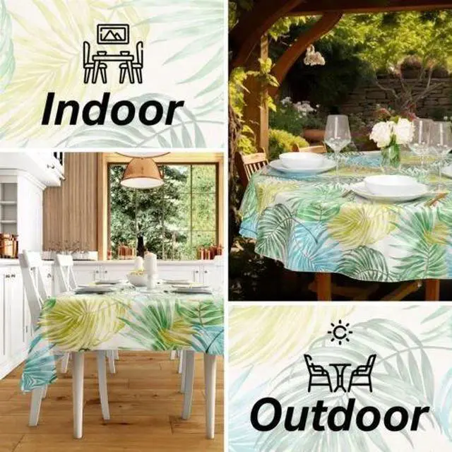 Alt view image 4 of 7 - Elrene Home Fashions Palm Paradise Waterproof Spill Proof Tablecloth, Oval, 60" x 84"