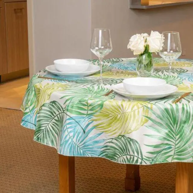Alt view image 5 of 7 - Elrene Home Fashions Palm Paradise Waterproof Spill Proof Tablecloth, Oval, 60" x 84"