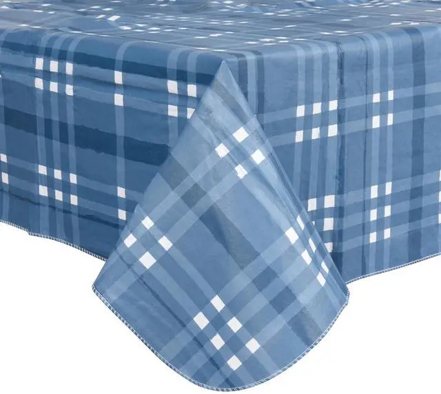 Alt view image 4 of 6 - Elrene Home Fashions Plaid Waterproof, Spill Proof Tablecloth, Blue, Oblong w/ Umbrella hole, 60"x84"