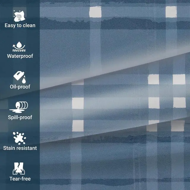Alt view image 3 of 6 - Elrene Home Fashions Plaid Waterproof, Spill Proof Tablecloth, Blue, Oblong w/ Umbrella hole, 60"x84"