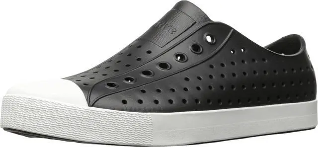 Main image of Native Jefferson Unisex Waterproof Slip-On Regular Shoes, Jiffy Black/Shell White, Size 8 Women/6 Men