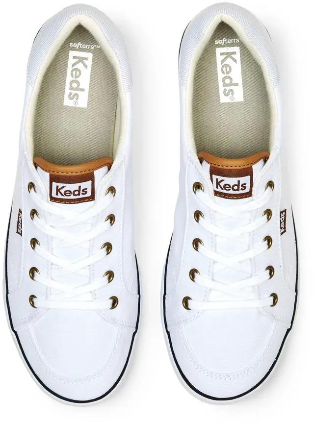 Alt view image 2 of 7 - Keds Women's Center III Canvas Lace Up Regular Sneakers, White/Navy - Size 7
