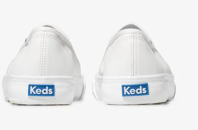 Alt view image 3 of 7 - Keds Women's Double Decker Slip-on Regular Leather Sneakers, White, Size 8.5