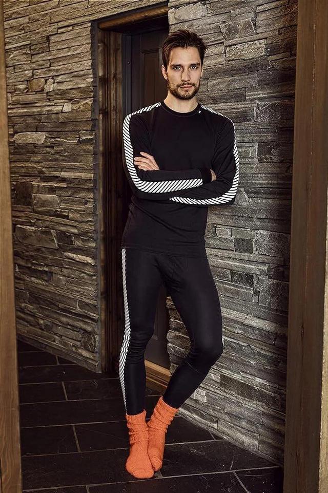 Alt view image 5 of 5 - Helly Hansen Men's HH LIFA® Stripe Long-Sleeve Crew Base Layer, Black - Medium