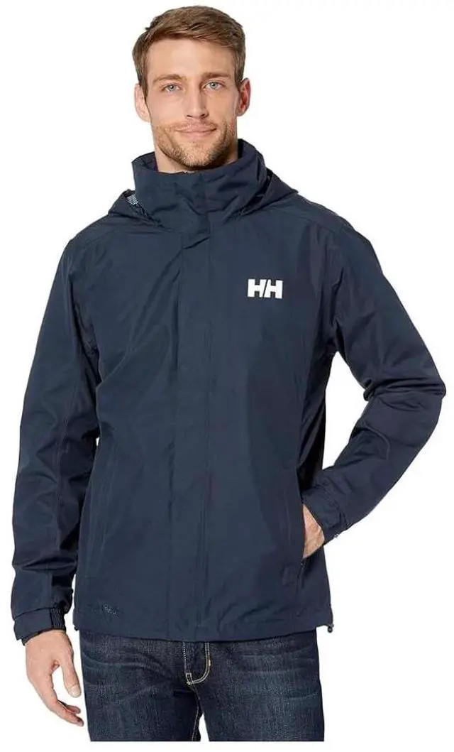 Alt view image 3 of 4 - Helly Hansen Men's Dubliner Shell Jacket, Windproof & Packable Hood, Navy, Large