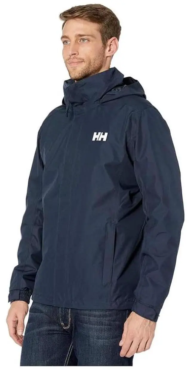 Alt view image 2 of 4 - Helly Hansen Men's Dubliner Shell Jacket, Windproof & Packable Hood, Navy, Large