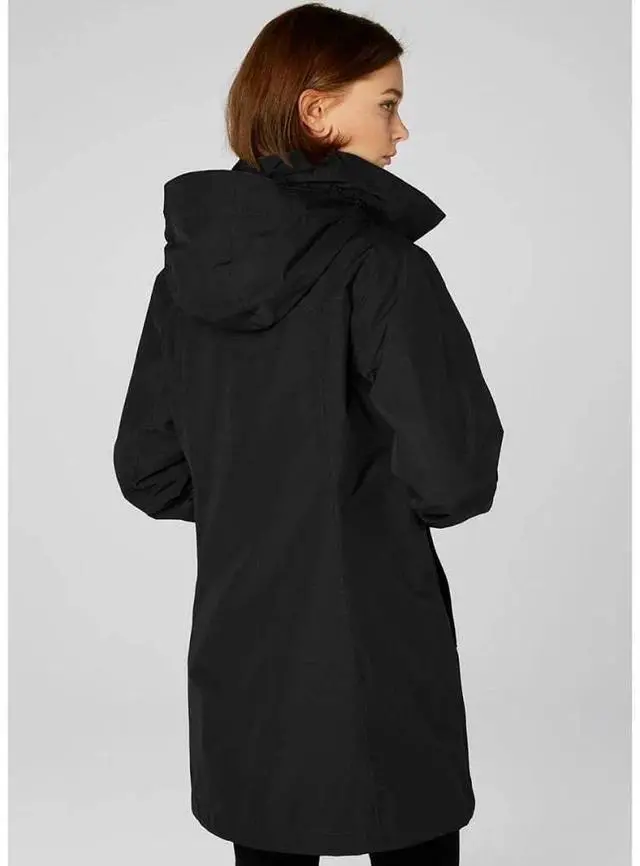 Alt view image 3 of 4 - Helly Hansen 62648 Women's Aden Long Rain Jacket, Black, Medium