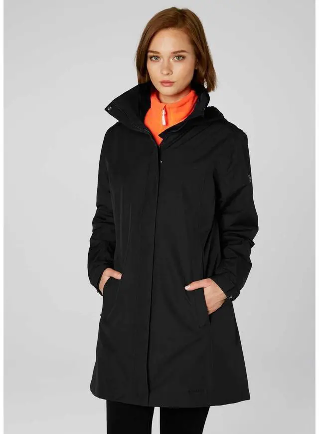 Alt view image 2 of 4 - Helly Hansen 62648 Women's Aden Long Rain Jacket, Black, XLarge