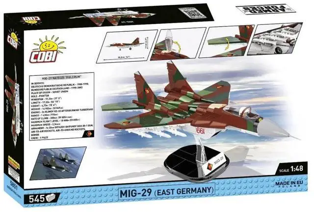 Alt view image 7 of 7 - COBI 5851 Toys Armed Forces MiG-29 Aircraft Building Set, 545 Piece, Age 9+