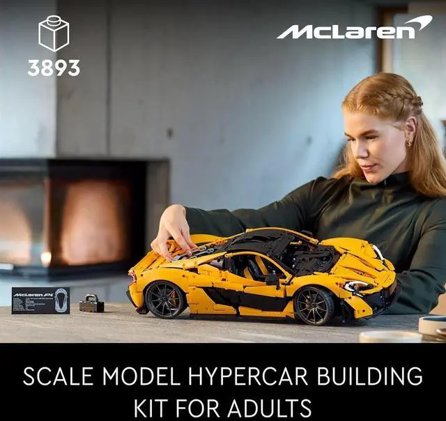 Alt view image 6 of 6 - LEGO Technic McLaren P1 with V8 Piston Engine Building Set, 3893 Pieces, Age 18+