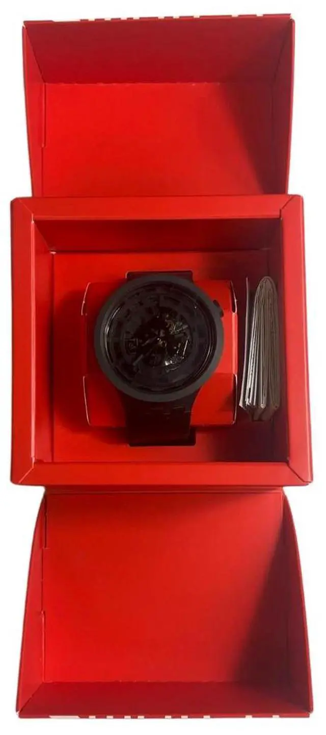 Main image of Swatch SB03B100 Unisex Bioceramic Big Bold C-Black Quartz Watch, 47mm, Black
