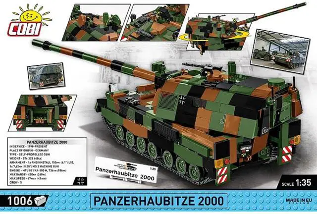 Alt view image 6 of 6 - COBI Armed Forces Panzerhaubitze 2000 Tank Building Set, 1006-Pieces, Age 8+