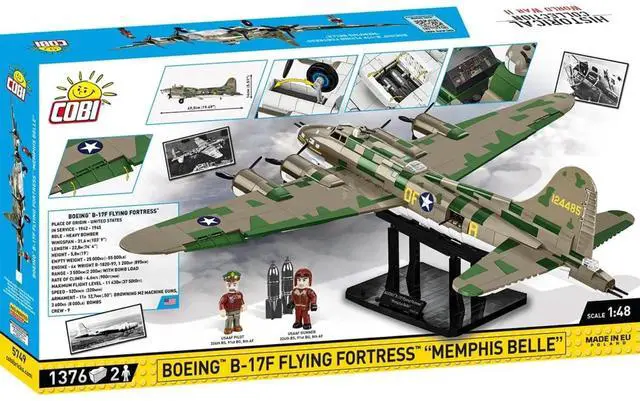 Alt view image 7 of 7 - COBI 5749 WWII Boeing B-17F Flying Fortress Building Sets, 1376 Pieces, Age 10+