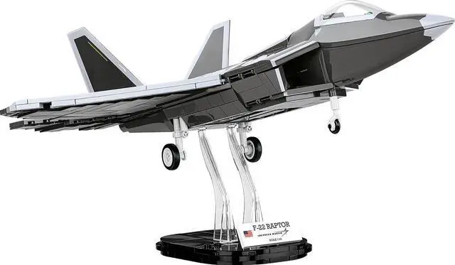 Alt view image 3 of 7 - COBI Armed Forces Lockheed F-22 Raptor Jet Plane, Silver, 695 Pieces