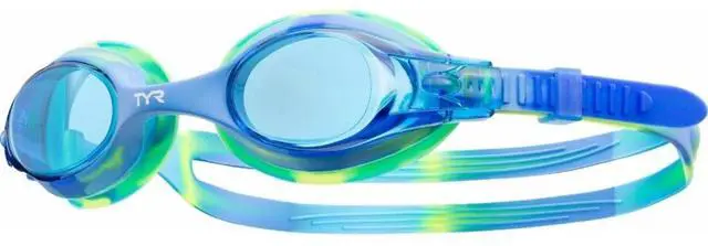 Main image of TYR Kid's Anti-Fog Swimple Tie Dye Youth Swimming Goggles, One Size, Blue/Green