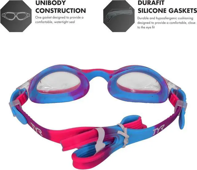 Alt view image 3 of 4 - TYR Kid's Anti-Fog Swimple Tie Dye Youth Swimming Goggles, One Size, Pink/Blue