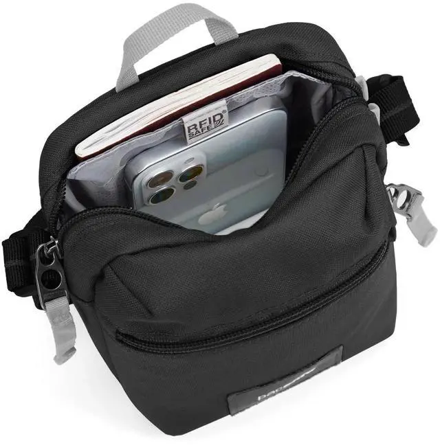 Alt view image 4 of 7 - Pacsafe Unisex Go Anti-Theft Adjustable Micro Crossbody Handbag, Jet Black