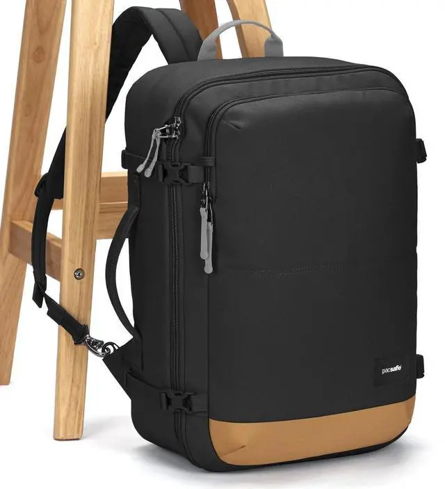 Alt view image 3 of 7 - Pacsafe Unisex Go Anti-Theft Adjustable Carry-on Backpack, 34-Liter Jet Black