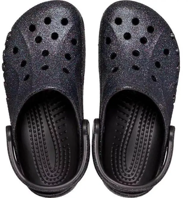 Alt view image 2 of 6 - Crocs Unisex Baya Glitter Super Lightweight Clogs - Black - Size US M9 | W11