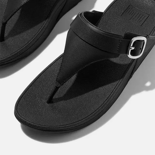 Alt view image 3 of 6 - FitFlop Women's LULU Leather Adjustable Toe-Post Sandal, All Black, Size 7