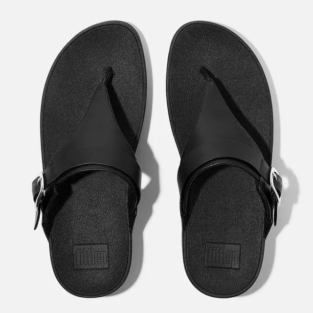 Alt view image 4 of 6 - FitFlop Women's LULU Leather Adjustable Toe-Post Sandal, All Black, Size 7