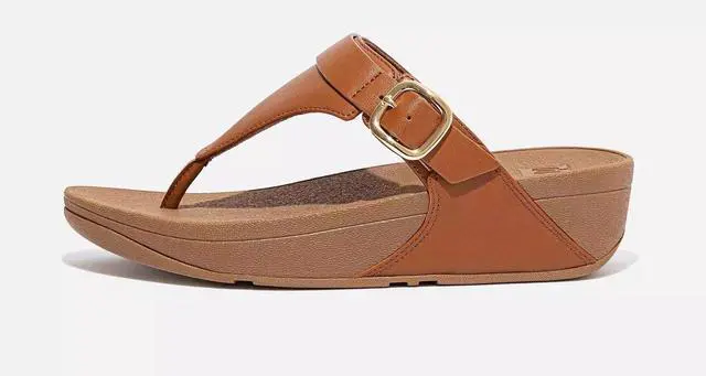 Main image of FitFlop Women's LULU Leather Adjustable Toe-Post Sandal, Light Tan, Size 7