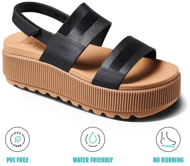 Alt view image 2 of 7 - REEF Women's Water Vista Higher Lightweight Regular Sandal, Black/Tan, Size 10M