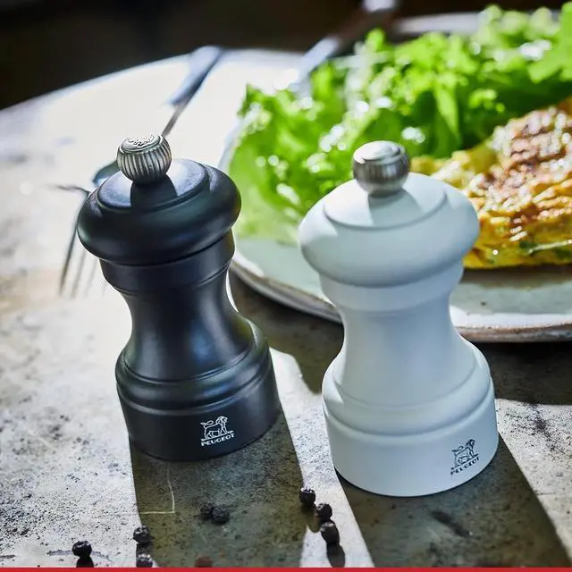 Alt view image 4 of 7 - Peugeot Bistro Duo Manual Salt and Pepper Mill Grinder Set, 4-Inch, Black/White