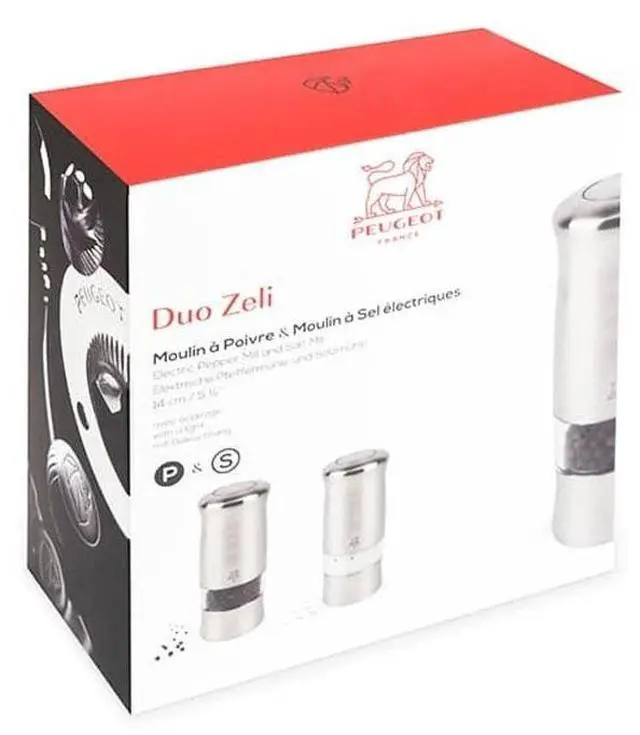 Alt view image 3 of 7 - Peugeot Zeli Electric Stainless Steel Salt and Pepper Mill Set, 5.5-Inch, Silver