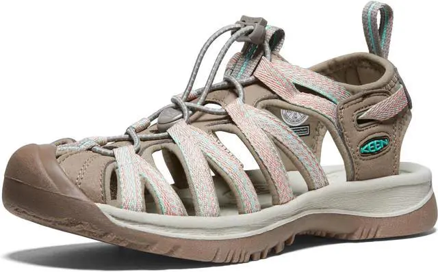 Main image of KEEN Womens Whisper Closed Toe Durable Sandals, Taupe/Coral, Size 9.5