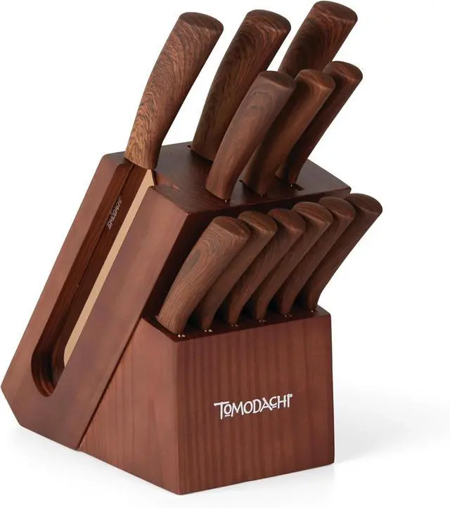 Main image of Hampton Forge Raintree Copper 13 Piece Cutlery Knife Set with Block, Brown/Wood