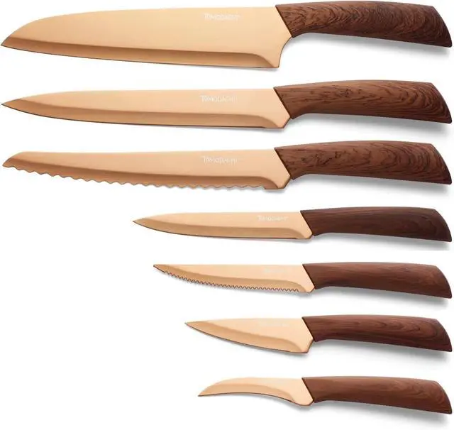 Alt view image 2 of 5 - Hampton Forge Raintree Copper 13 Piece Cutlery Knife Set with Block, Brown/Wood