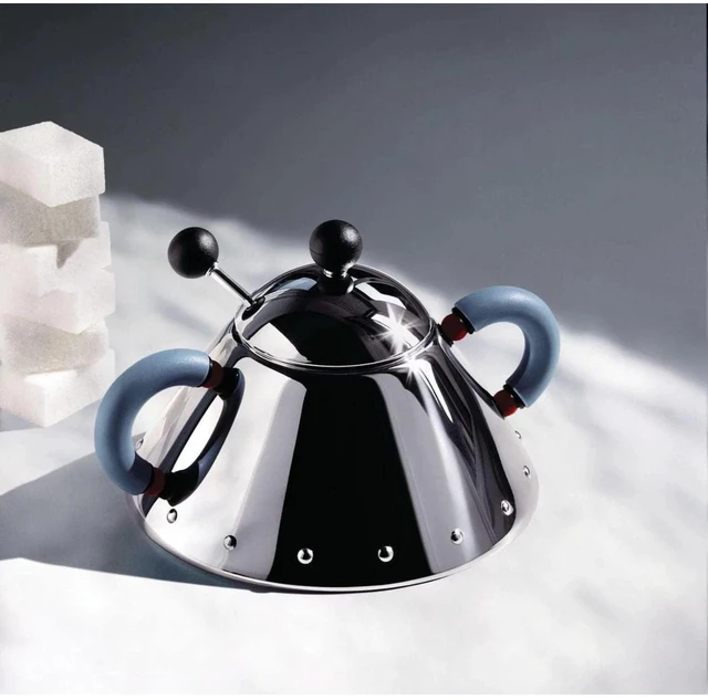Alt view image 2 of 5 - Alessi Michael Graves Design Series Stainless Steel Sugar Bowl with Spoon, Black