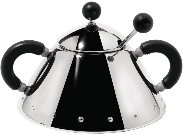 Main image of Alessi Michael Graves Design Series Stainless Steel Sugar Bowl with Spoon, Black
