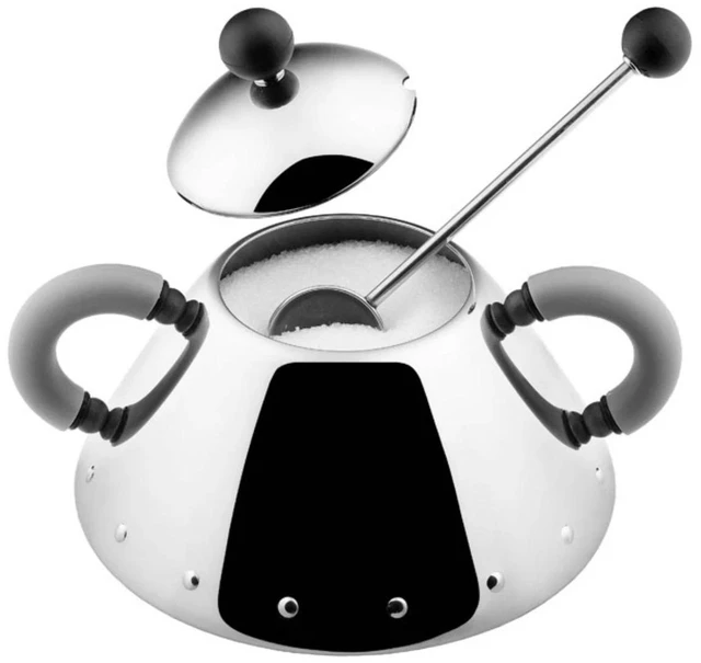 Alt view image 5 of 5 - Alessi Michael Graves Design Series Stainless Steel Sugar Bowl with Spoon, Black