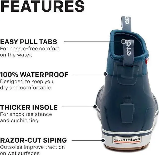 Alt view image 2 of 5 - Grundens Mens DECK-BOSS Waterproof Slip-On Ankle Boot - Deep Water Blue, Size 12
