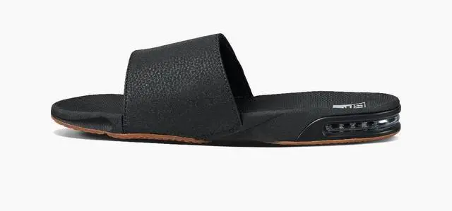 Alt view image 5 of 6 - REEF Men's Fanning Slide Bottle Opener Regular Sandal - Black/Silver, Size 10