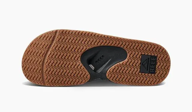 Alt view image 2 of 6 - REEF Men's Fanning Slide Bottle Opener Regular Sandal - Black/Silver, Size 11