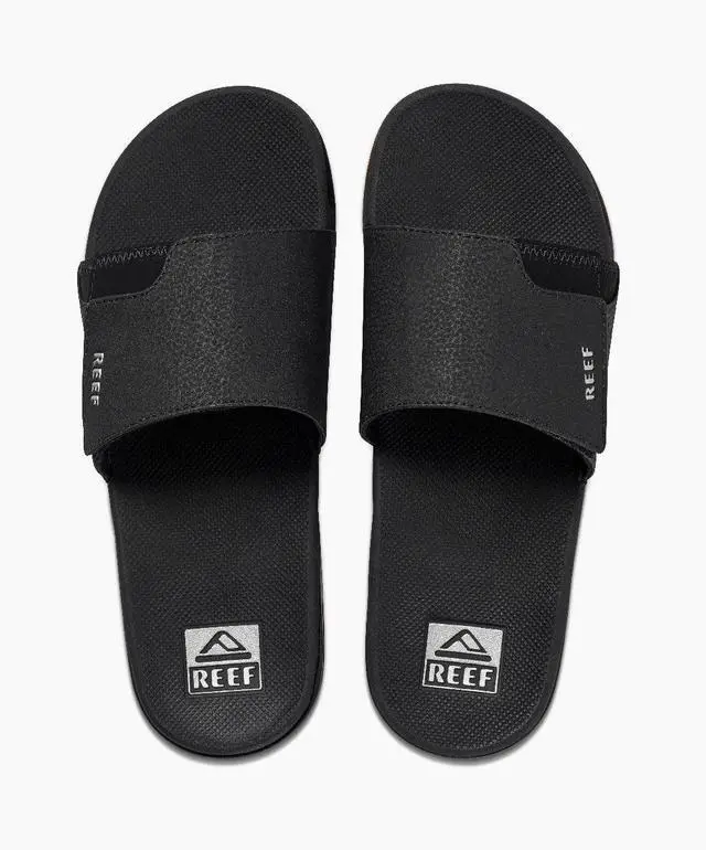 Alt view image 4 of 6 - REEF Men's Fanning Slide Bottle Opener Regular Sandal - Black/Silver, Size 11