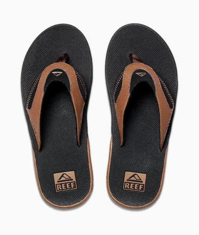 Alt view image 4 of 5 - REEF Men's Fanning Bottle Opener Flip Flop Regular Sandal - Black/Tan, Size 11