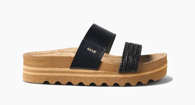 Main image of REEF Women's Cushion Vista Hi Comfortable Regular Sandal - Black Braid, Size 8