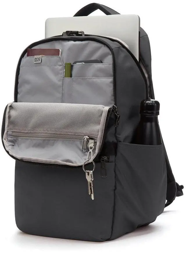 Alt view image 6 of 6 - Pacsafe Metrosafe X Anti-Theft 25L Backpack with Padded 16" Laptop Sleeve, Slate