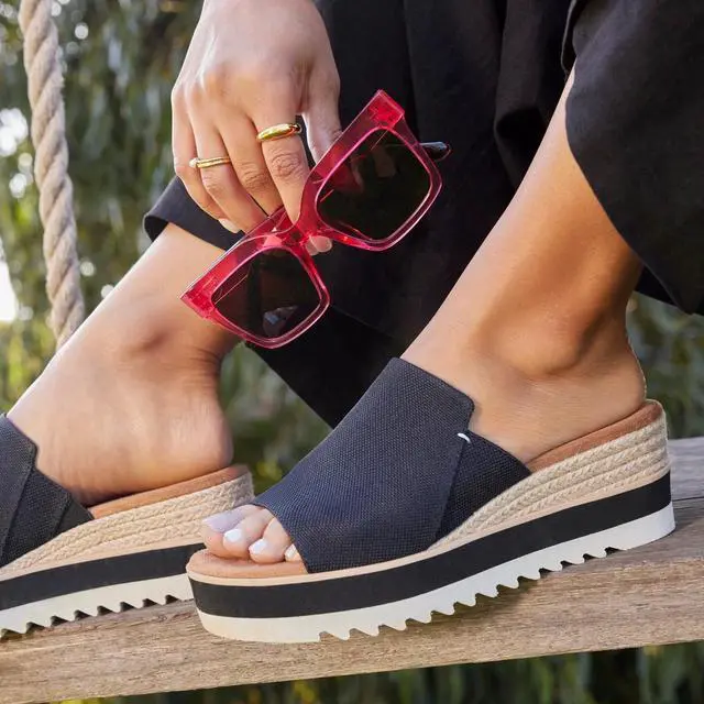 Alt view image 2 of 7 - TOMS Women's Diana Mule Wedge Comfortable Regular Sandal, Black, Size 8.5