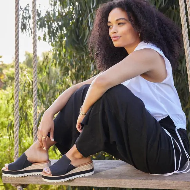 Alt view image 3 of 7 - TOMS Women's Diana Mule Wedge Comfortable Regular Sandal, Black, Size 9.5