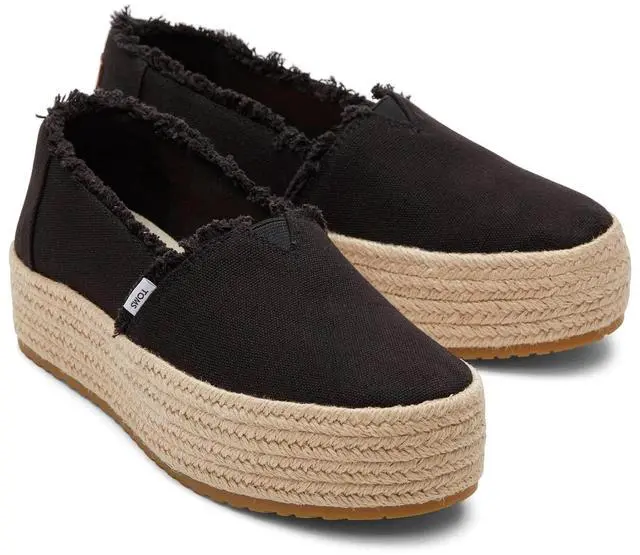 Alt view image 2 of 7 - TOMS Women's Valencia Espadrille Comfortable Slip-On Flat Loafer, Black, Size 6.5