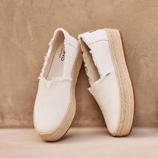 Alt view image 3 of 7 - TOMS Women's Valencia Espadrille Comfortable Slip-On Flat Loafer, White, Size 9.5